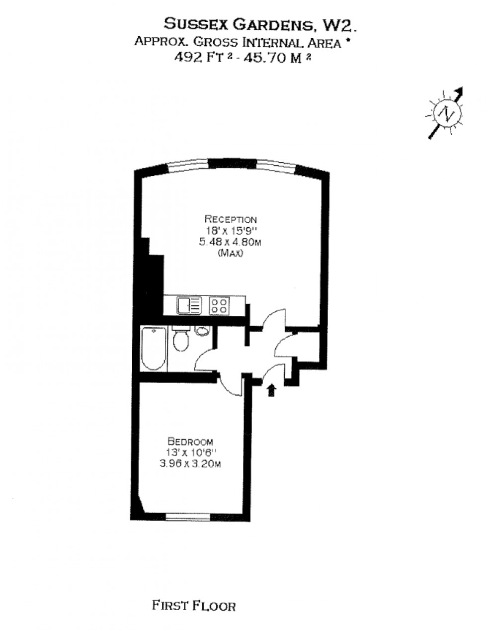 Floorplan for Sussex Gardens, London, W2