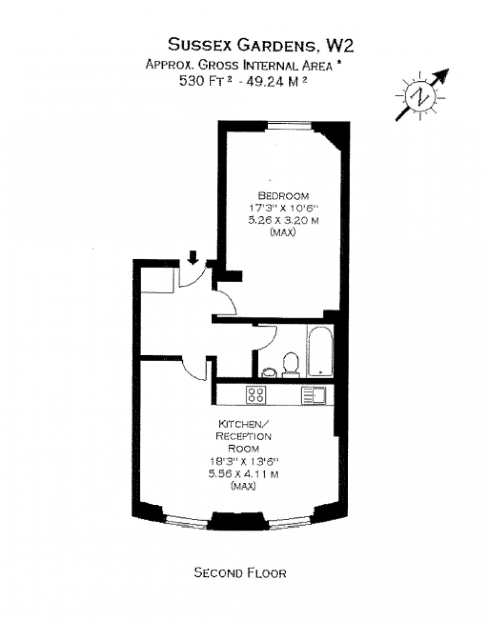 Floorplan for Sussex Gardens, London, W2