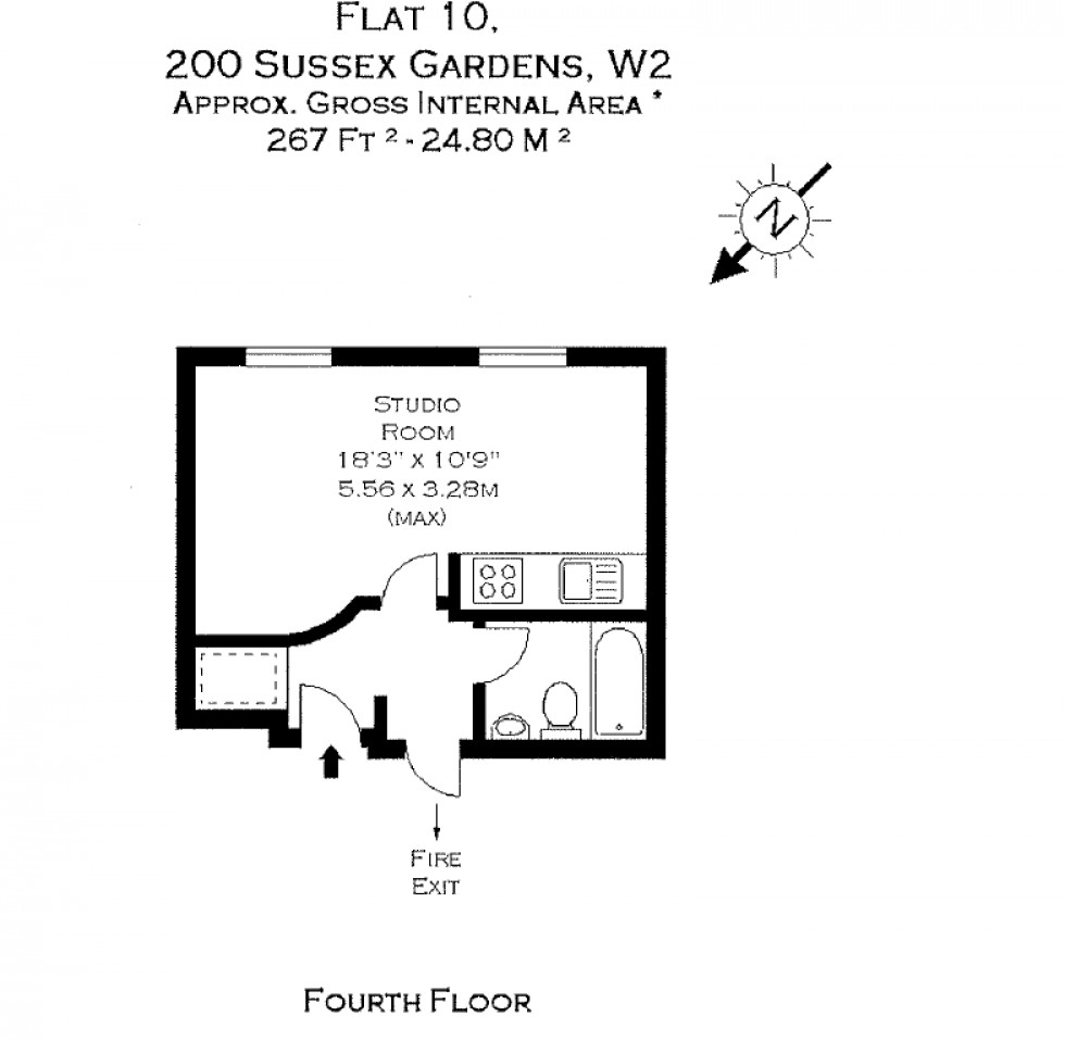 Floorplan for Sussex Gardens, W2